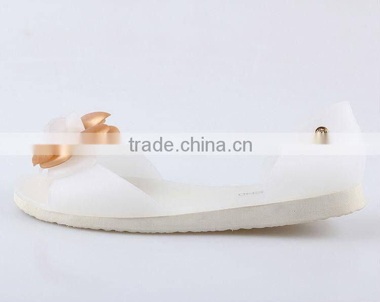 Ladies Colorful Candy Colour Flat Shoes Cheap Ladies Slippers Plastic Sandals Wholesale PVC Clear Jelly Shoes With Nice Flower