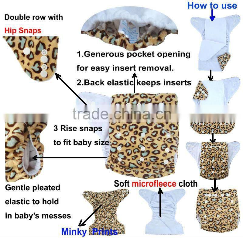 Minky Prints Baby Cloth Diapers Washable Diaper Nappies