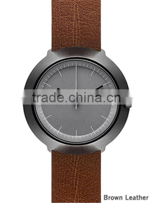 Brushed black case stainless steel Japan Miyota movement 3ATM water resistant grey nylon strap watch
