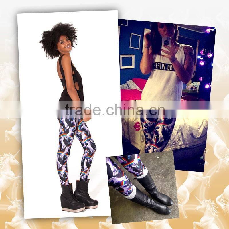 Taobao Fashion New Design Leggins 3D Print Rainbow Unicorn Women Leggings