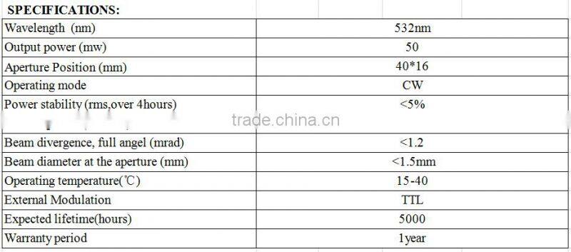 Low Price Upgraded DPSS Green 532nm 50mw Laser Module