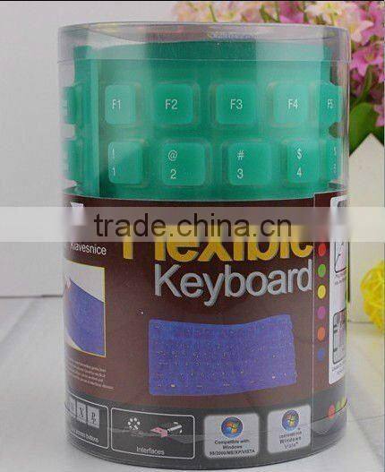 flexible silicon keyboard with round plastic box
