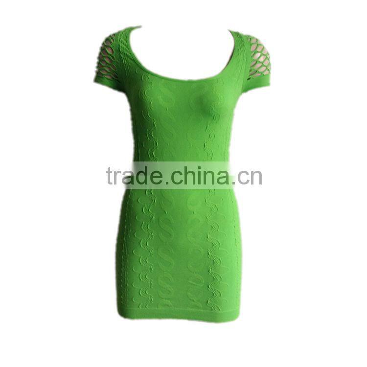 2016 Wholesale OEM Service Fitness Wear Wholesale Sexy Mesh Sleeve Ruffle Women Summer Dress