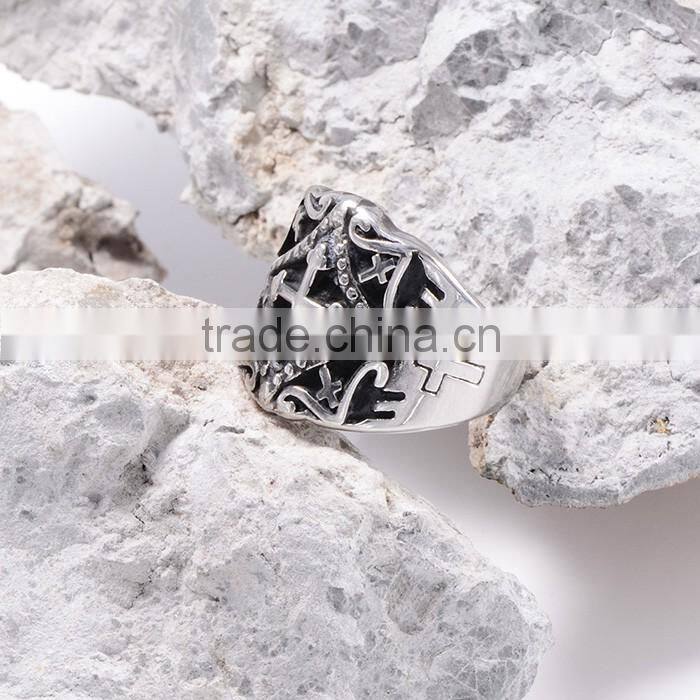 Wholesale titanium steel jewelry fashion engagement men's cross ring
