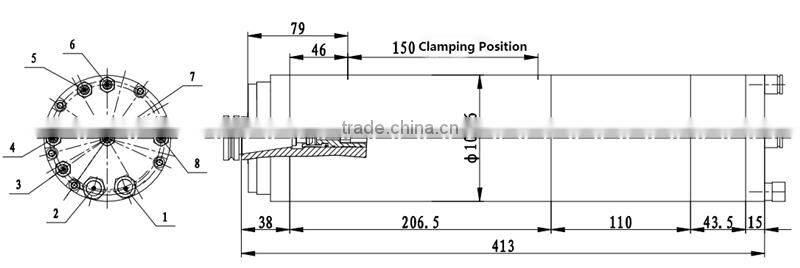 SDS100-25-24Z-2.5 24000rpm 2.5KW 220V 8.8A 400Hz 100*413mm water cooled atc spindle motor