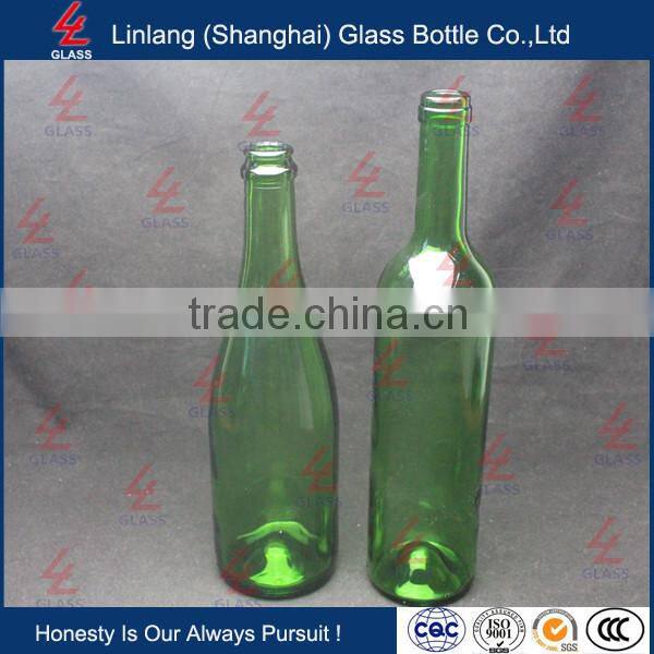 Long Exported Wholesale Emerala Green Wine Bottle