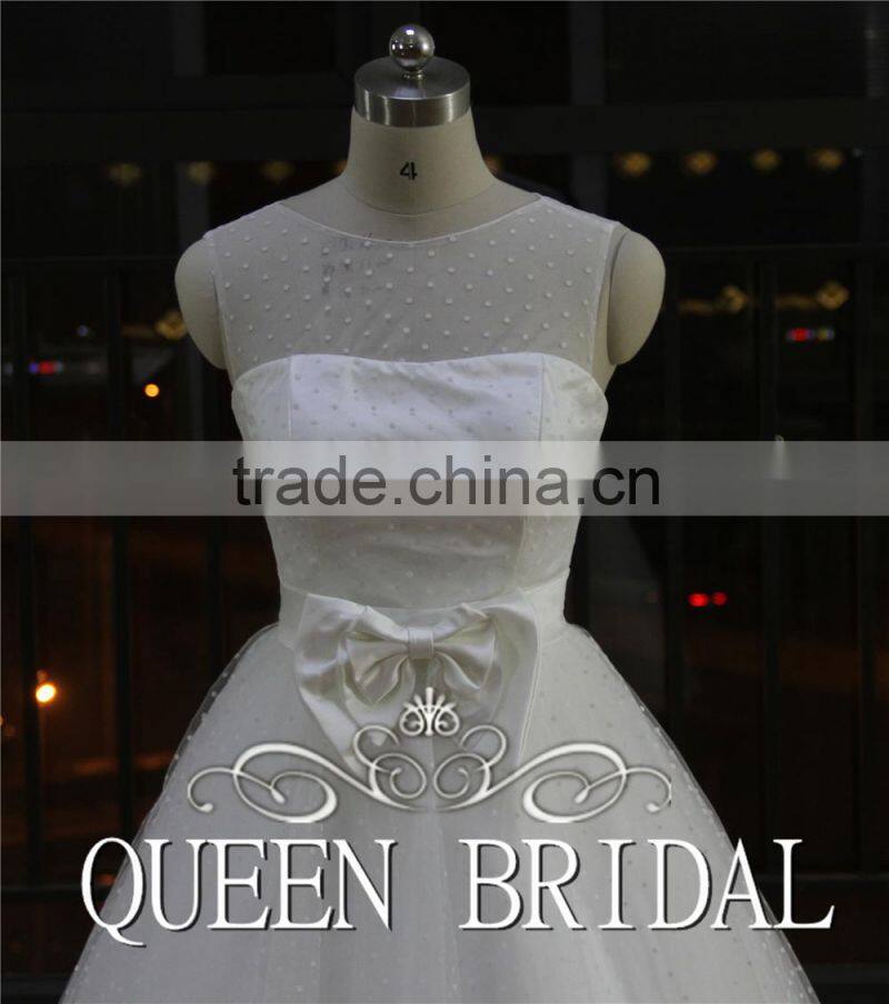 2015 Sleeveless Transparent Tulle Butterfly Wedding Dress Short Ball Gown