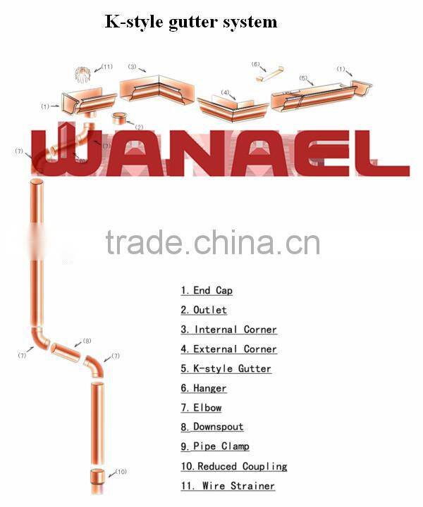 High quality Copper rain gutter