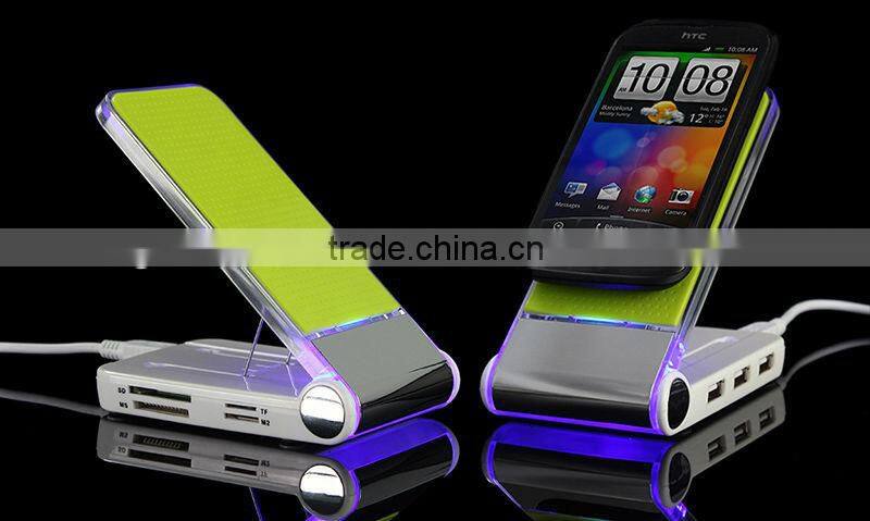 USB HUB cell phone holder for desktop note book