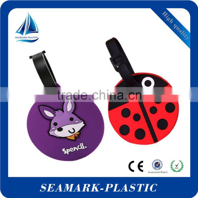 2016custom make plastic rubber 3d character luggage tag for trip