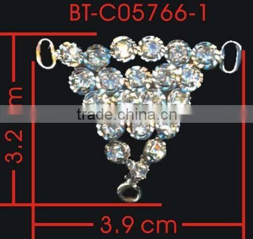 3MM Rhinestone Triangle Chain Connector Rhodium Metal Belt Buckle