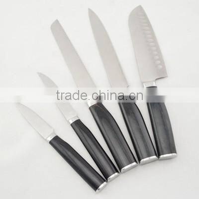 5 pcs high quality stainless steel kitchen knife set with block