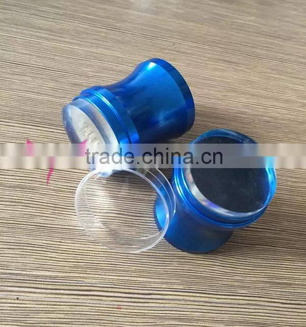 China factory selling 3.8cm stamper head,blue metal clear jelly stamper for nail