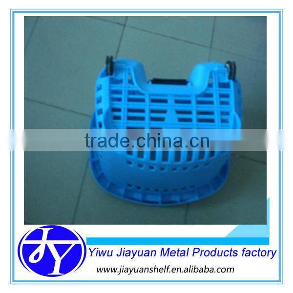 plastic market basket with two wheels and foldable handle bar