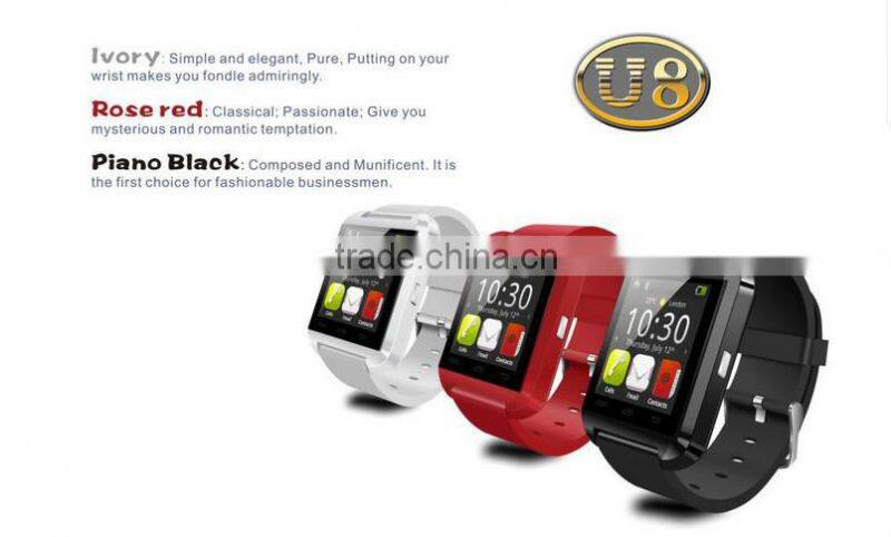 Bluetooth Smartwatch U8 U for iPhone 4/4S/5/5S Samsung S4/S5/Note 2/Note 3 smartwatch latest wrist watch mobile phone