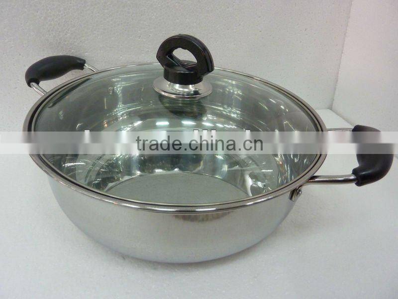 Stainelss Steel Cookwre Hot Pot with Glass Lid