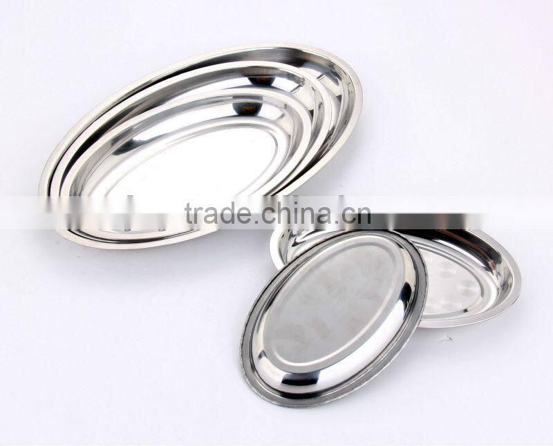 Stainless Steel Oval Food Tray