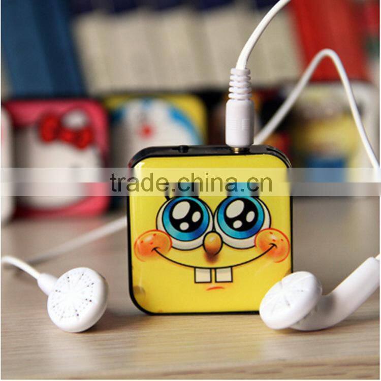 cheap bulk square shaped mini mp3, cartoon music box mp3 players