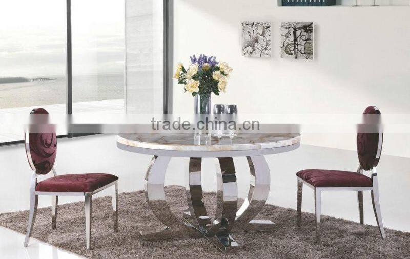 Marble Top Dining Table With Stainless Steel Frame A339#