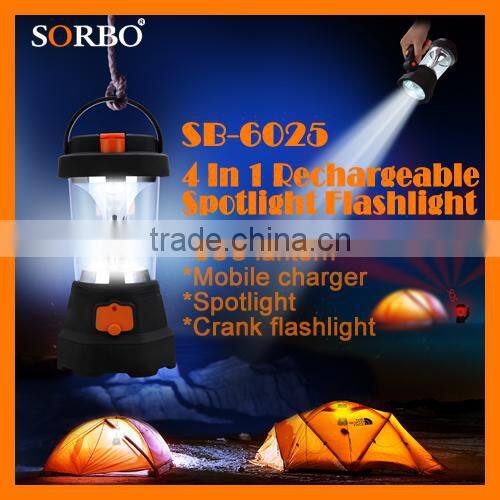 SORBO Waterproof Dynamo Mobile Charger with Hand Crank LED Flashlight Torch Portable Emergency Dynamo Power Bank for Outdoor