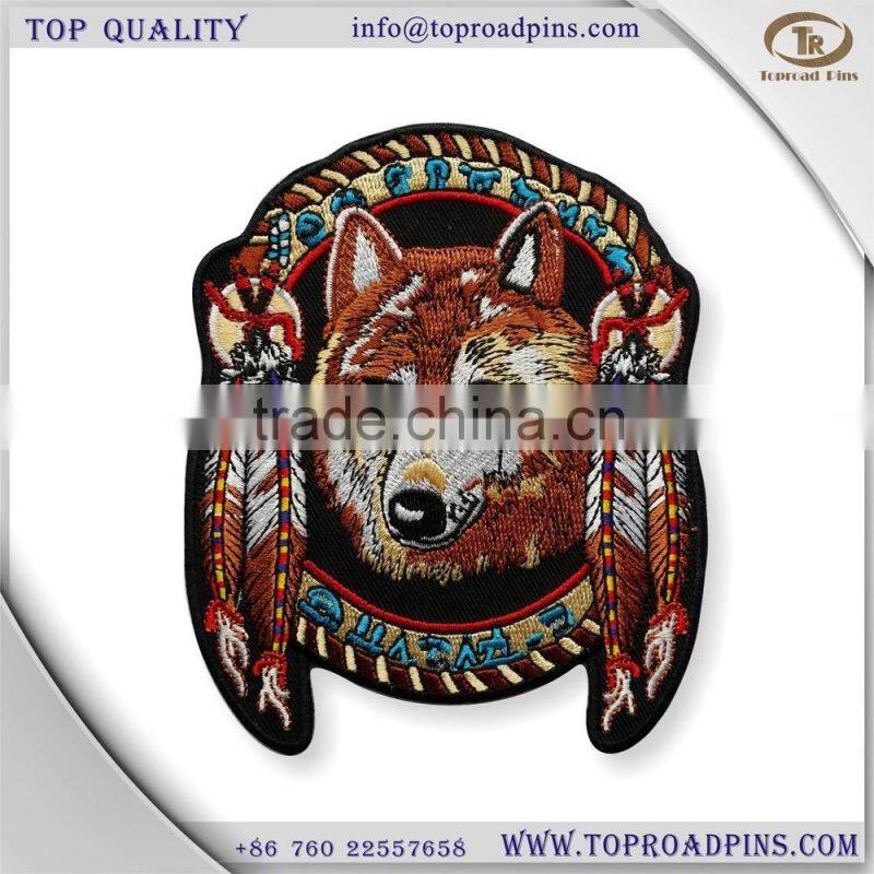 cheap custom fabric embroidery named patches with self-adhesive ( hot cut edge )