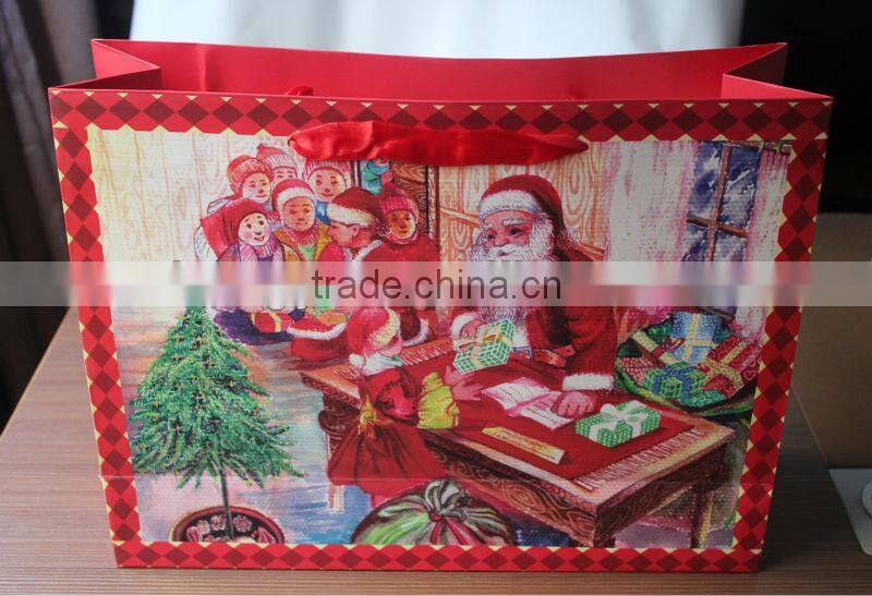 2014 hot sale good quality christmas gift paper bag with foil