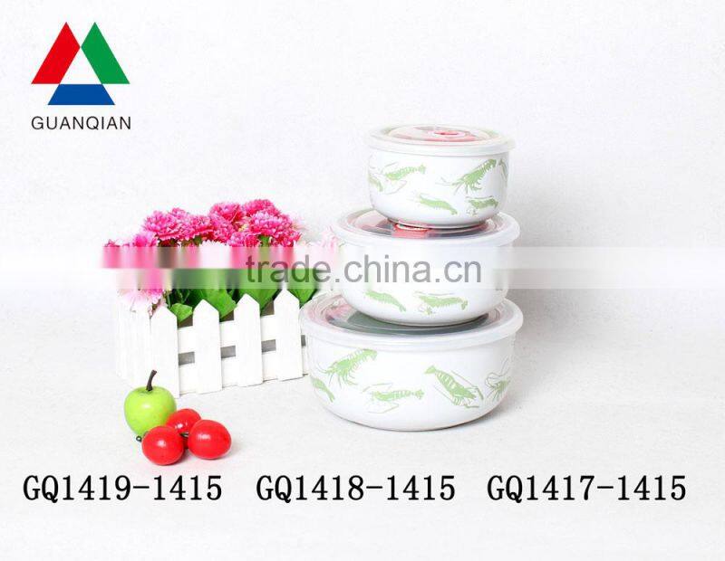 three different color heat resistant soup bowl with small dots