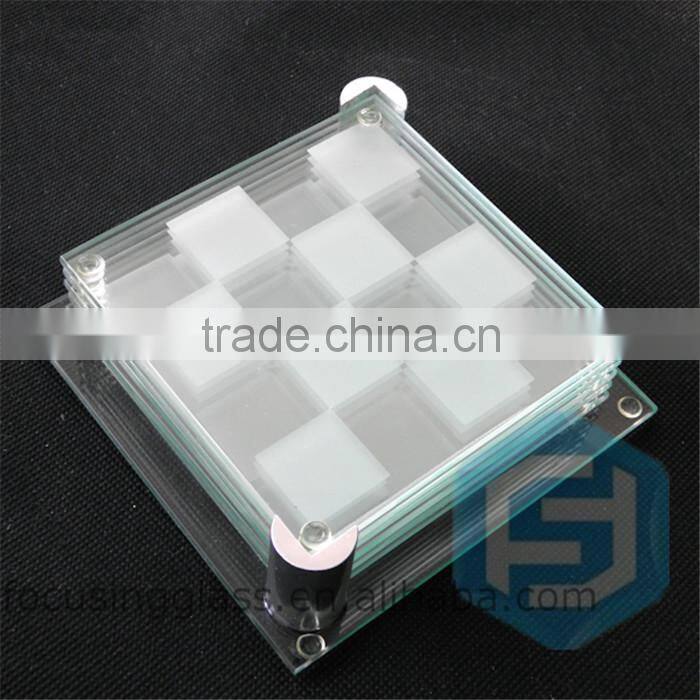 Custom clear blank tempered glass drink coaster