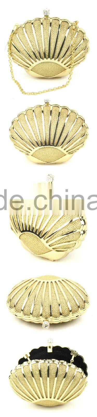 Lady box scallpoed shell metal cluth