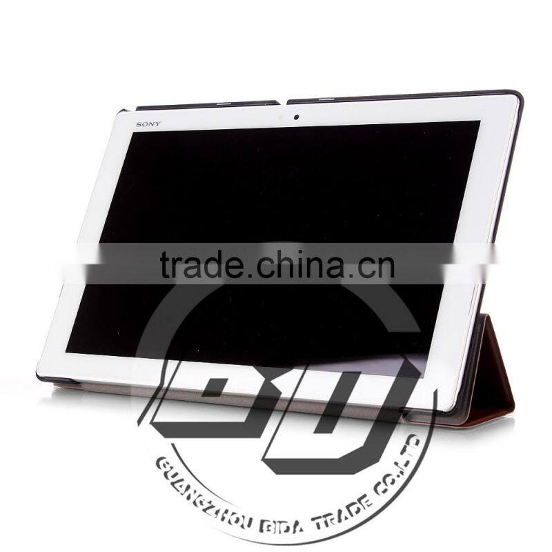 Fashionable Popular Three Folds Ultrathin Stand PU Leather tablets cases For Sony Xperia Z4 Tablet fast delivery