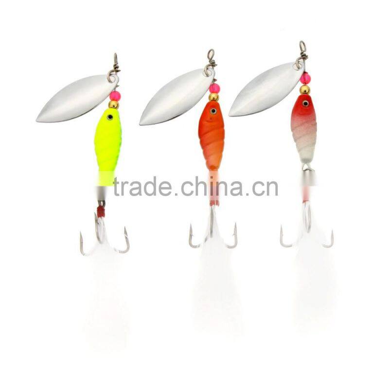 3Pcs 10g / 9.5cm Spoon Hard Fishing Lures Spinner Sequin Paillette Baits with Feather Hook Tackle