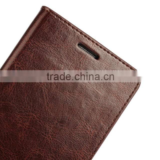 Luxury Mobile Phone Case For Samsung Galaxy A7 Leather Crazy Horse grain premium leather wallet Flip Holder Cover Case