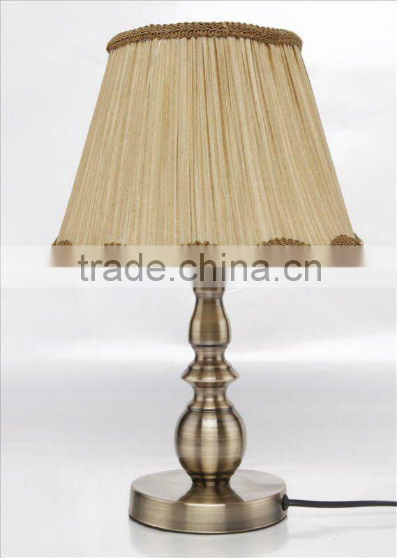 Yellow fabric shade table lamp
