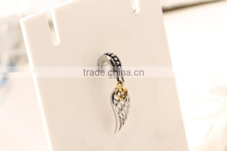 Wholesale Angel Feather Wing Golden Heart Dangle Pendant Feather charms