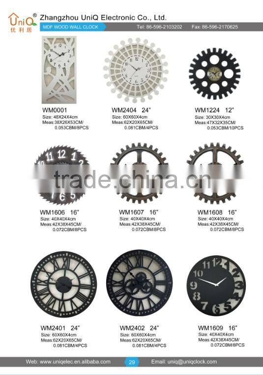 Round cheap MDF wood custom wall clock for decor