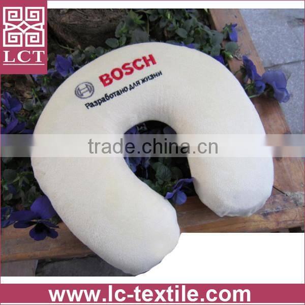 wholesale supersoft plush fabric blue color neck rest bone shaped cushion with your own brand embroidery for promotion(LCTP0184)