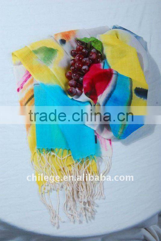 beautiful hand printed wool printed scarf shawl pashmina