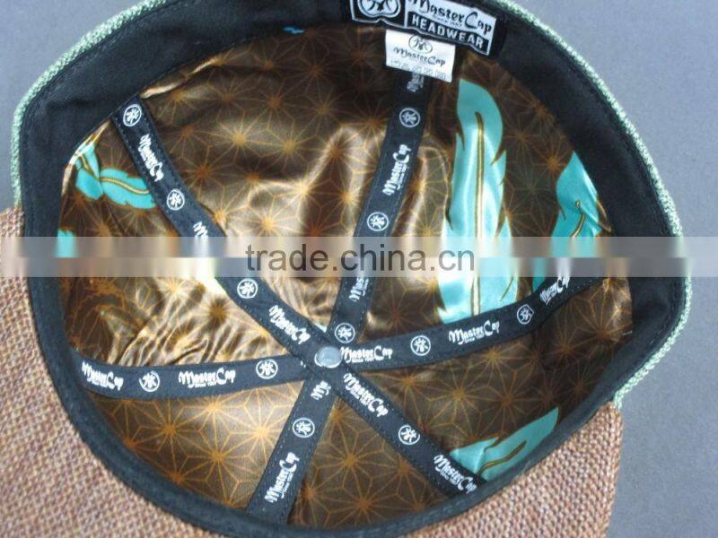 Customer high quality 6- panel Linen snapback hat with flat Embroidered Patch