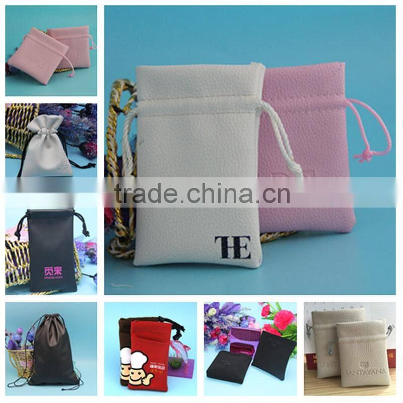 Good Price Handmade Drawstring Leather Jewelry Pouch With Logo Printing