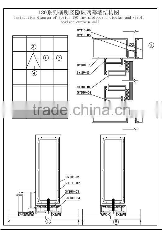 aluminum unitized curtain wall glass curtain wall with low price