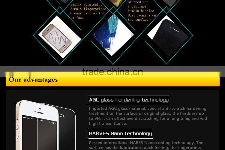 Best Quality Adhensive Tempered Glass Stickers for Mobile Phone, Clear Tempered Glass Screen Protector with Sticker