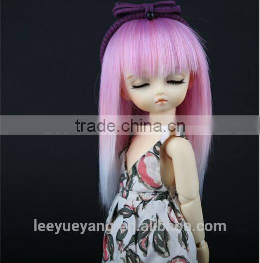 Hot sales straight pink to white ombre 1/6 bjd doll wigs