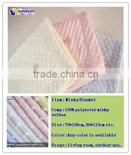2014 Knitting Warm Minky Dot Microfiber Velour Travel Blanket