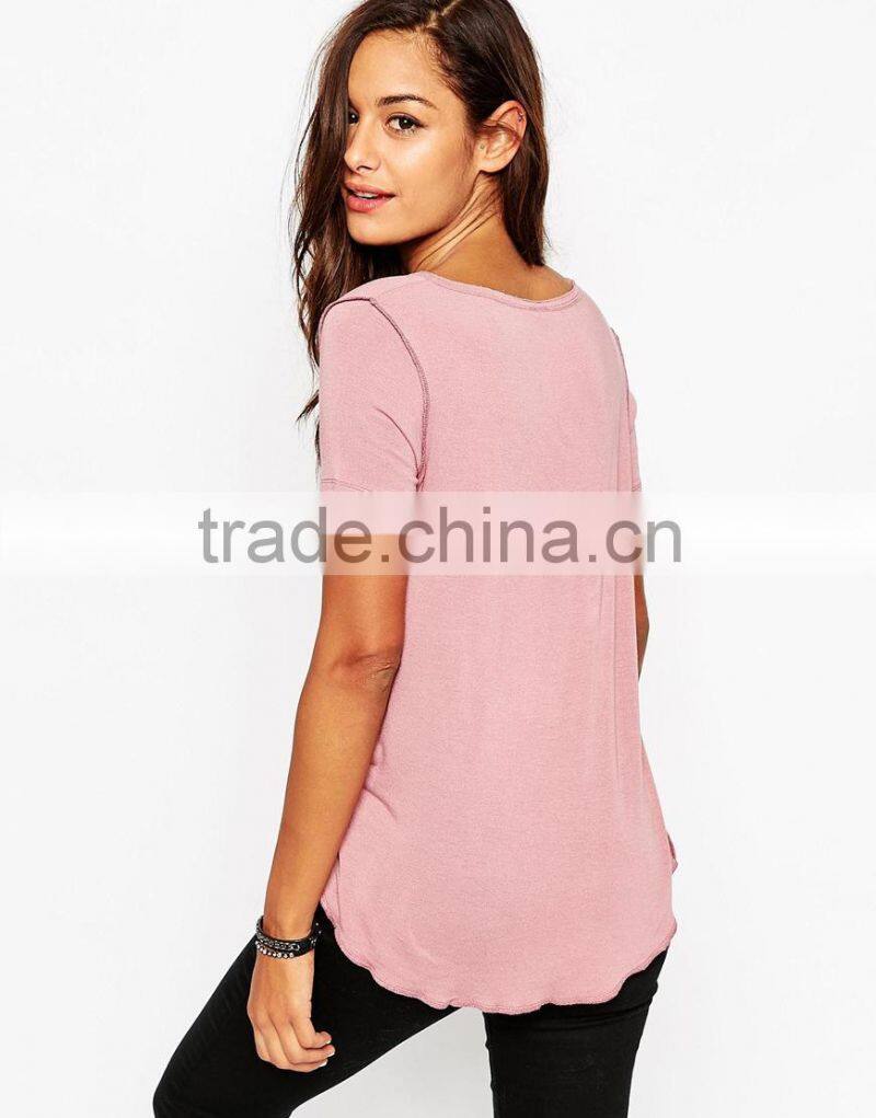 girls new fashion design t shirt top fashion plain t shirt