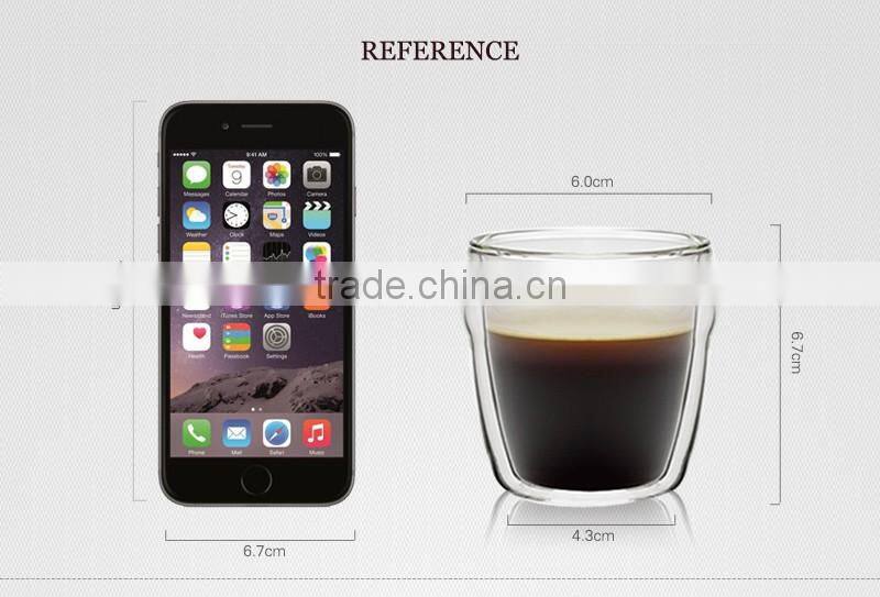 Wholesale 80ml unbreakable high borosilicate glassware double wall glass coffee cup