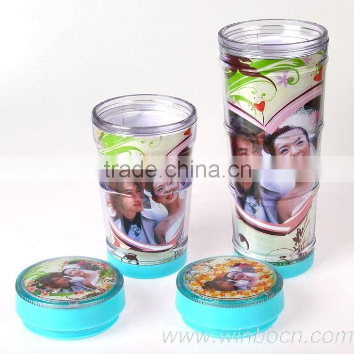 Plastic New Double Walls Couples Outdoor Drinking Cup/Mug DIY