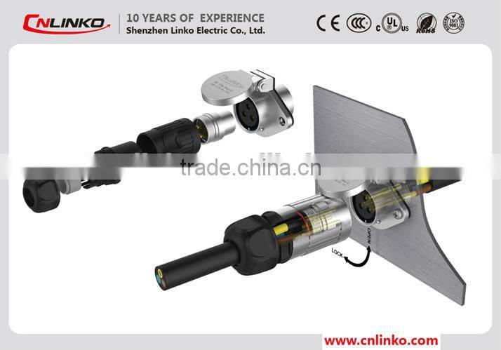 China waterproof electrical male plug connector industrial female socket and plug plastic connector with metal automatic cover