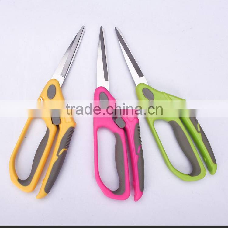 SS130110Y -2016 New style and design 8" stainless steel tailor scissors with colorful plastich handle
