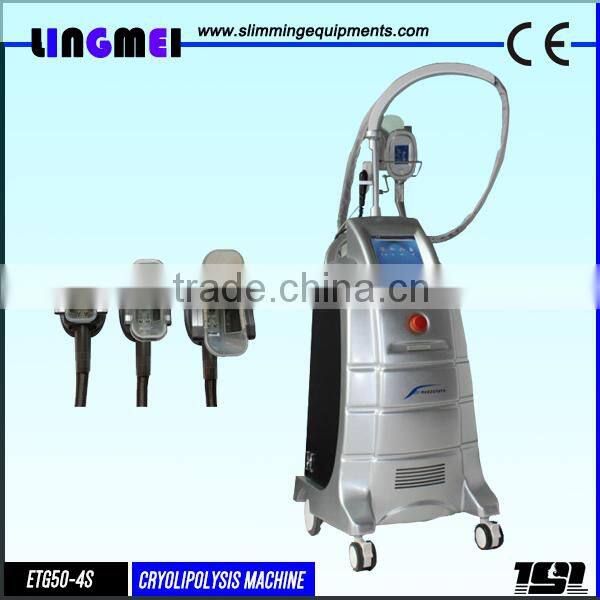 Vertical anti Freezing laser liposuction cryolipolisis instrument / cryolipolisis device with 3 dismountable head