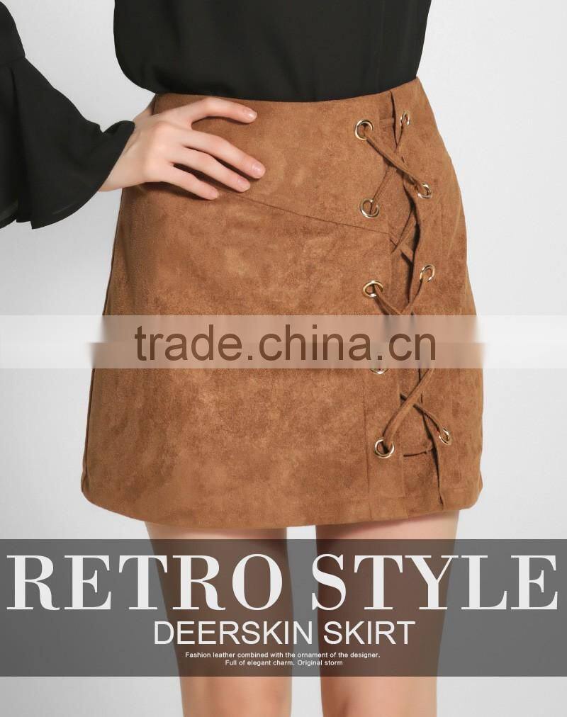 Bonvatt Fashion sexy high waist belt suede package hip skirt